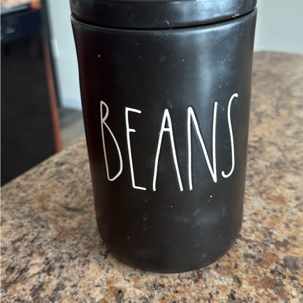 Rae Dunn Black 'BEANS' Canister